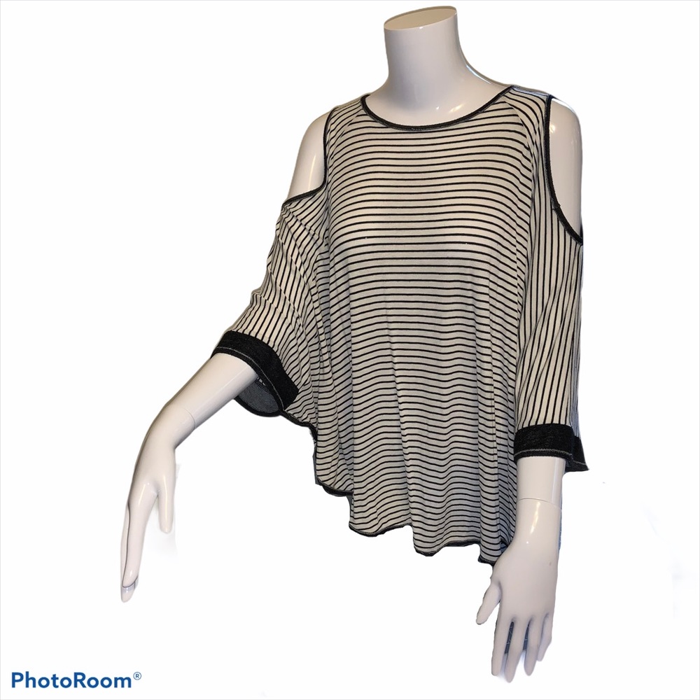 Saks Fifth striped cold shoulder